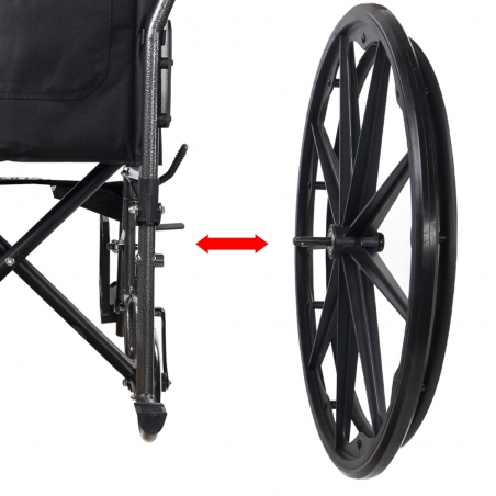 Mobiclinic Sedia a rotelle pieghevole S220 ruote a sgancio rapido premendo  un pulsante Premium sedile 40 cm nero